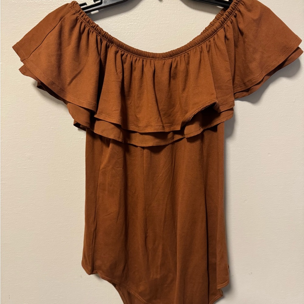Women's Off-Shoulder Brown Top